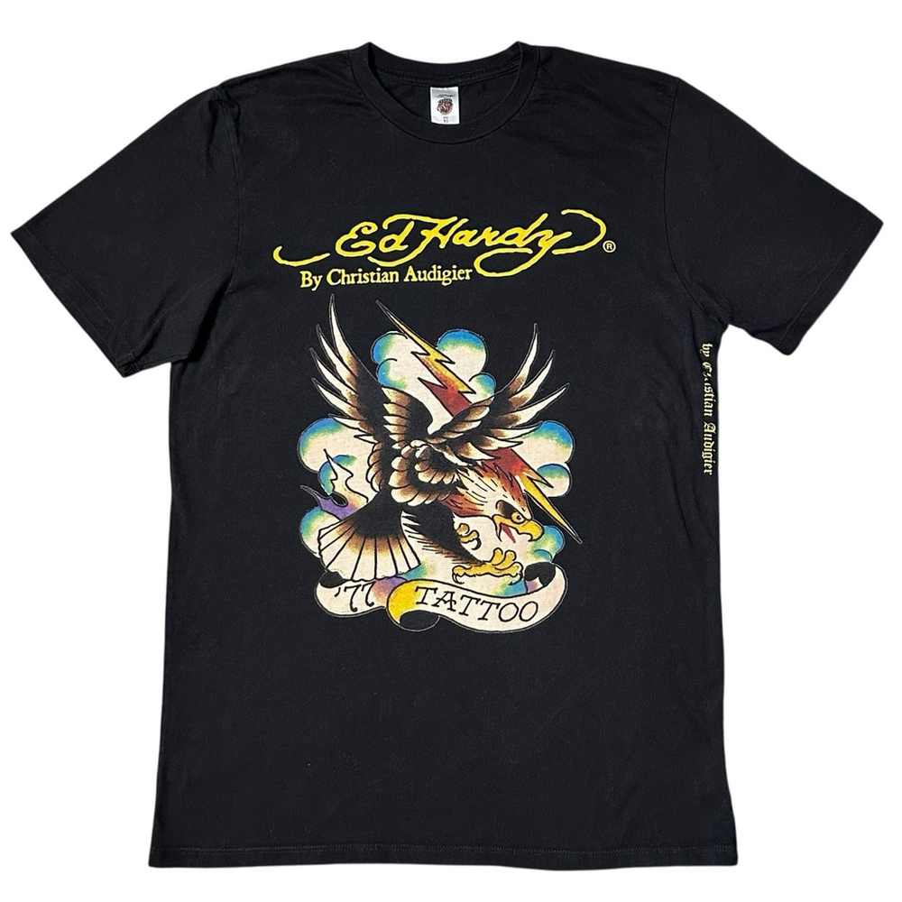 Ed Hardy by Christian Audigier T Shirt Mens XL Eagle Tattoo Y2K Black RUNS SMALL